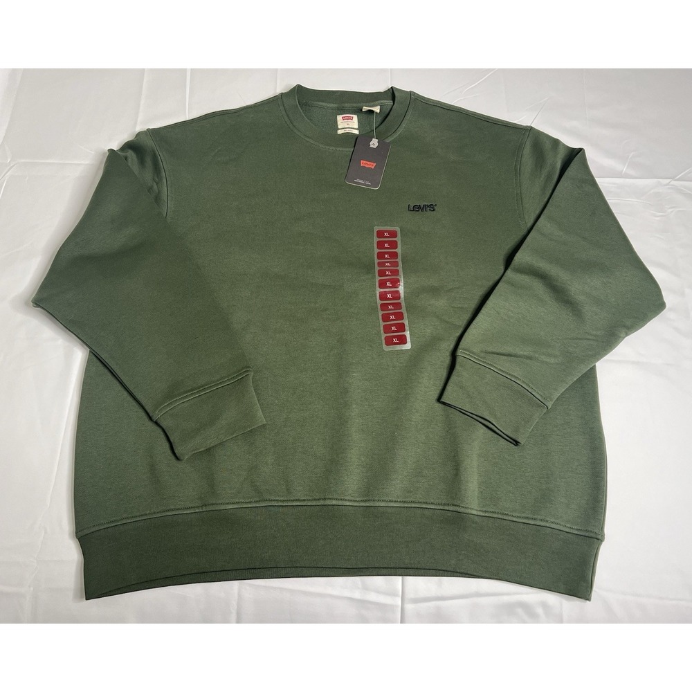 Levi's Men's Crewneck Fleece Long Sleeve Pullover Sweatshirt In Olive Green XL - Picture 2 of 9